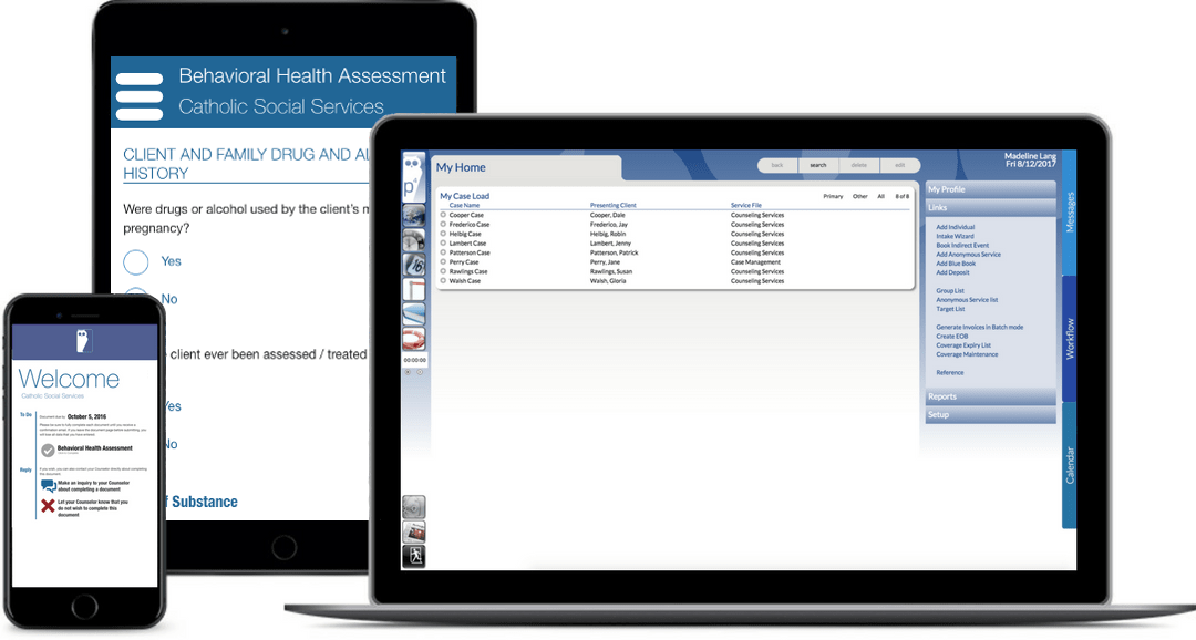 Athena Software Penelope platform on laptop, tablet, and phone