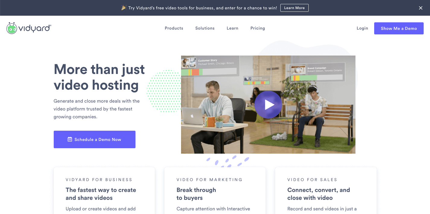Vidyard homepage